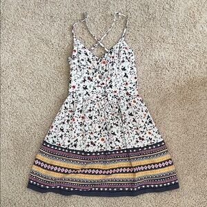 Abercrombie & Fitch Floral Strappy Dress with Patterned Hem